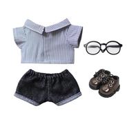 niannyyhouse Solid Color Plaid Striped Shirt Jeans Glasses Leather Shoes 10cm 15cm 20cm Plush Doll Clothes Soft Stuffed Plush Toy Dress Up Accessories (A-8, 10cm)