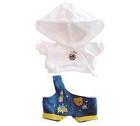 niannyyhouse White Hoodie One Shoulder Denim Strap Pants 10cm~15cm 20cm 40cm Plush Doll Outfit Dolls Dress Up Accessories (White 10cm~15cm)
