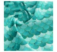 NIANTONG 100% Cotton Fabric Gradient Japanese Fish Scale Print Mermaid Scales Geometric Decorative Fabric for Sewing DIY Crafts, Clothing, 130cm 51'' Wide(Size:1m,Color:green)