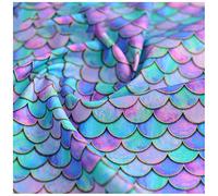 NIANTONG 100% Cotton Fabric Gradient Japanese Fish Scale Print Mermaid Scales Geometric Decorative Fabric for Sewing DIY Crafts, Clothing, 130cm 51'' Wide(Size:2m,Color:colorful)