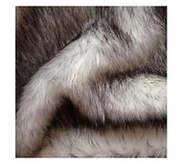 NIANTONG Faux Fur Fabric White Fluffy Artificial Fox Fur Fabric 170cm 66'' Width for Chair Sofa Seat Pad, Rugs, DIY Crafts, Decoration, White/black(Size:1m)