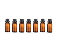 NIANWUDU 6Pcs Portable Empty Refillable Amber Glass Essential Oil Bottles Cosmetic Perfume Aromatherapy Storage Container Vial Pots with Orifice Reducer and Black Cap(20ml/0.67oz)