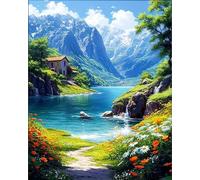 Nianxi Landscape Paint by Numbers for Adults,Green Painting by Number Kits Canvas,DIY Easy Cheerful Painting for Beginners,Wall Decor,Gifts (in The Mountains)