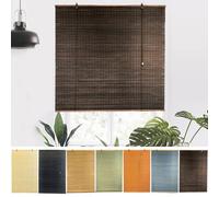 NIANXINN Indoor Bamboo Roller Blinds,Retro Roman Blinds,Natural Wooden Window Decorative Curtain,95% Blackout Roller Blinds,Sunscreen Privacy,Custom,Width x Height (110cm x 170cm,Brown)