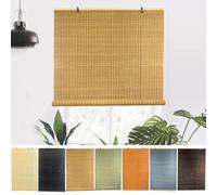 NIANXINN Indoor Bamboo Roller Blinds,Retro Roman Blinds,Natural Wooden Window Decorative Curtain,95% Blackout Roller Blinds,Sunscreen Privacy,Custom,Width x Height (100cm x 120cm,Carbonized)