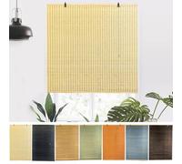 NIANXINN Indoor Bamboo Roller Blinds,Retro Roman Blinds,Natural Wooden Window Decorative Curtain,95% Blackout Roller Blinds,Sunscreen Privacy,Custom,Width x Height (80cm x 130cm,Wood)