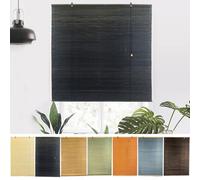 NIANXINN Indoor Bamboo Roller Blinds,Retro Roman Blinds,Natural Wooden Window Decorative Curtain,95% Blackout Roller Blinds,Sunscreen Privacy,Custom,Width x Height (110cm x 210cm,Black)