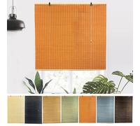 NIANXINN Indoor Bamboo Roller Blinds,Retro Roman Blinds,Natural Wooden Window Decorative Curtain,95% Blackout Roller Blinds,Sunscreen Privacy,Custom,Width x Height (80cm x 100cm,Yellow)