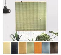 NIANXINN Indoor Bamboo Roller Blinds,Retro Roman Blinds,Natural Wooden Window Decorative Curtain,95% Blackout Roller Blinds,Sunscreen Privacy,Custom,Width x Height (140cm x 210cm,Green)