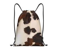 Nianyuer Abstract Cow Skin Print Drawstring Backpack Gym Bag Lightweight Sport Sackpack Foldable Gym Sack S