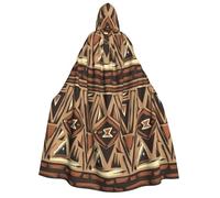 Nianyuer Adult Halloween Hooded Cape Cloak,African tribal patterns Print Party Costume Accessory for Cosplay & Events