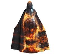 Nianyuer Adult Halloween Hooded Cape Cloak,Burning basketball on water Print Party Costume Accessory for Cosplay & Events