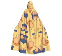 Nianyuer Adult Halloween Hooded Cape Cloak,Crooked Owl Print Party Costume Accessory for Cosplay & Events