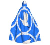 Nianyuer Adult Halloween Hooded Cape Cloak,flying white goose Print Party Costume Accessory for Cosplay & Events