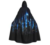 Nianyuer Adult Halloween Hooded Cape Cloak,Glowing city silhouette Print Party Costume Accessory for Cosplay & Events