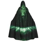 Nianyuer Adult Halloween Hooded Cape Cloak,Matrix Code Digital Art Print Party Costume Accessory for Cosplay & Events