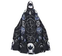 Nianyuer Adult Halloween Hooded Cape Cloak,Mystical Symbol Words Print Party Costume Accessory for Cosplay & Events