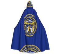 Nianyuer Adult Halloween Hooded Cape Cloak,Nebraska Flag Print Party Costume Accessory for Cosplay & Events