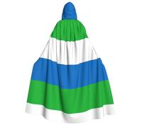Nianyuer Adult Halloween Hooded Cape Cloak,Sierra Leone flag Print Party Costume Accessory for Cosplay & Events