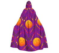 Nianyuer Adult Halloween Hooded Cape Cloak,Smiley Orange Print Party Costume Accessory for Cosplay & Events