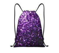 Nianyuer Beautiful Purple Glitter Print Drawstring Backpack Gym Bag Lightweight Sport Sackpack Foldable Gym Sack S