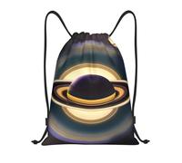 Nianyuer Beautiful Saturn Print Drawstring Backpack Gym Bag Lightweight Sport Sackpack Foldable Gym Sack M