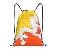 Nianyuer Bhutan flag Print Drawstring Backpack Gym Bag Lightweight Sport Sackpack Foldable Gym Sack S