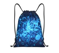 Nianyuer Blue Musical Notes Print Drawstring Backpack Gym Bag Lightweight Sport Sackpack Foldable Gym Sack M