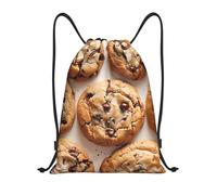 Nianyuer Chocolate Chip Cookies Print Drawstring Backpack Gym Bag Lightweight Sport Sackpack Foldable Gym Sack M