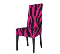 Nianyuer Dining Chair Covers, Removable Stretch Pink Zebra Stripes Print Slipcovers for Kitchen & Banquet, Washable Parsons Seat Protection Cover, Elasticated Hem