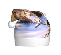 Nianyuer Dog Catching Pheasant Print Christmas Hat Santa Hat Fun Party Headwear, Soft Plush for Family Holiday