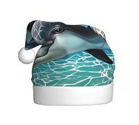 Nianyuer Dolphins Print Christmas Hat Santa Hat Fun Party Headwear, Soft Plush for Family Holiday