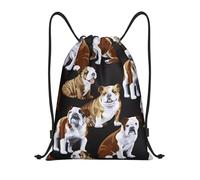 Nianyuer English Bulldogs Print Drawstring Backpack Gym Bag Lightweight Sport Sackpack Foldable Gym Sack S