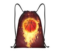 Nianyuer Fired Up Basketball Print Drawstring Backpack Gym Bag Lightweight Sport Sackpack Foldable Gym Sack S