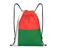 Nianyuer Flag of Madagascar Print Drawstring Backpack Gym Bag Lightweight Sport Sackpack Foldable Gym Sack M