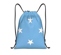 Nianyuer Flag of Micronesia Print Drawstring Backpack Gym Bag Lightweight Sport Sackpack Foldable Gym Sack M
