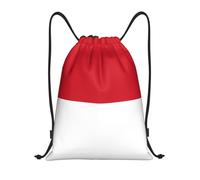 Nianyuer Flag of Monaco Print Drawstring Backpack Gym Bag Lightweight Sport Sackpack Foldable Gym Sack S