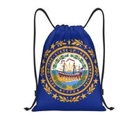 Nianyuer Flag of New Hampshire Print Drawstring Backpack Gym Bag Lightweight Sport Sackpack Foldable Gym Sack S