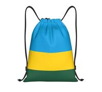 Nianyuer Flag of Rwanda Print Drawstring Backpack Gym Bag Lightweight Sport Sackpack Foldable Gym Sack M
