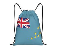 Nianyuer Flag of Tuvalu Print Drawstring Backpack Gym Bag Lightweight Sport Sackpack Foldable Gym Sack S