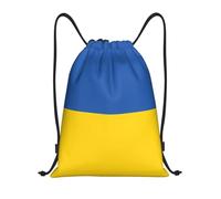 Nianyuer Flag of Ukraine Print Drawstring Backpack Gym Bag Lightweight Sport Sackpack Foldable Gym Sack M