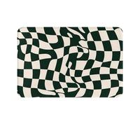 Nianyuer Flannel Non-Slip Green And Beige Checkered Print Floor Mat, Doormat Area Rug for Living Room,Runner Carpet