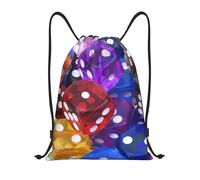 Nianyuer Games Dice Set Print Drawstring Backpack Gym Bag Lightweight Sport Sackpack Foldable Gym Sack S