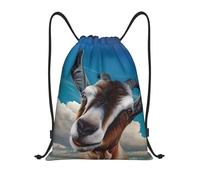 Nianyuer Goat Print Drawstring Backpack Gym Bag Lightweight Sport Sackpack Foldable Gym Sack S