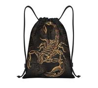 Nianyuer gold scorpion Print Drawstring Backpack Gym Bag Lightweight Sport Sackpack Foldable Gym Sack S