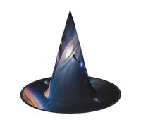 Nianyuer Halloween Witch Hat for Adults,A fascinating universe Print Spooky Pointed Hat,Lightweight Party Costume Headwear