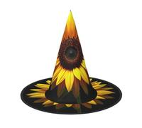 Nianyuer Halloween Witch Hat for Adults,A Lonely Sunflower Print Spooky Pointed Hat,Lightweight Party Costume Headwear