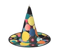 Nianyuer Halloween Witch Hat for Adults,Abstract circle painting Print Spooky Pointed Hat,Lightweight Party Costume Headwear