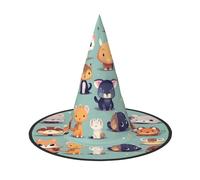 Nianyuer Halloween Witch Hat for Adults,Cute little animals Print Spooky Pointed Hat,Lightweight Party Costume Headwear
