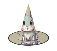 Nianyuer Halloween Witch Hat for Adults,Cute little bunny Print Spooky Pointed Hat,Lightweight Party Costume Headwear